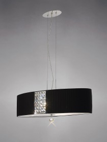 Evelyn Polished Chrome-Black Crystal Ceiling Lights Diyas Linear Crystal Fittings